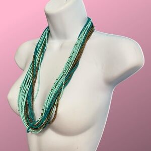 Multi-Strand Turquoise Seed Beads Bohemian Western Inspired